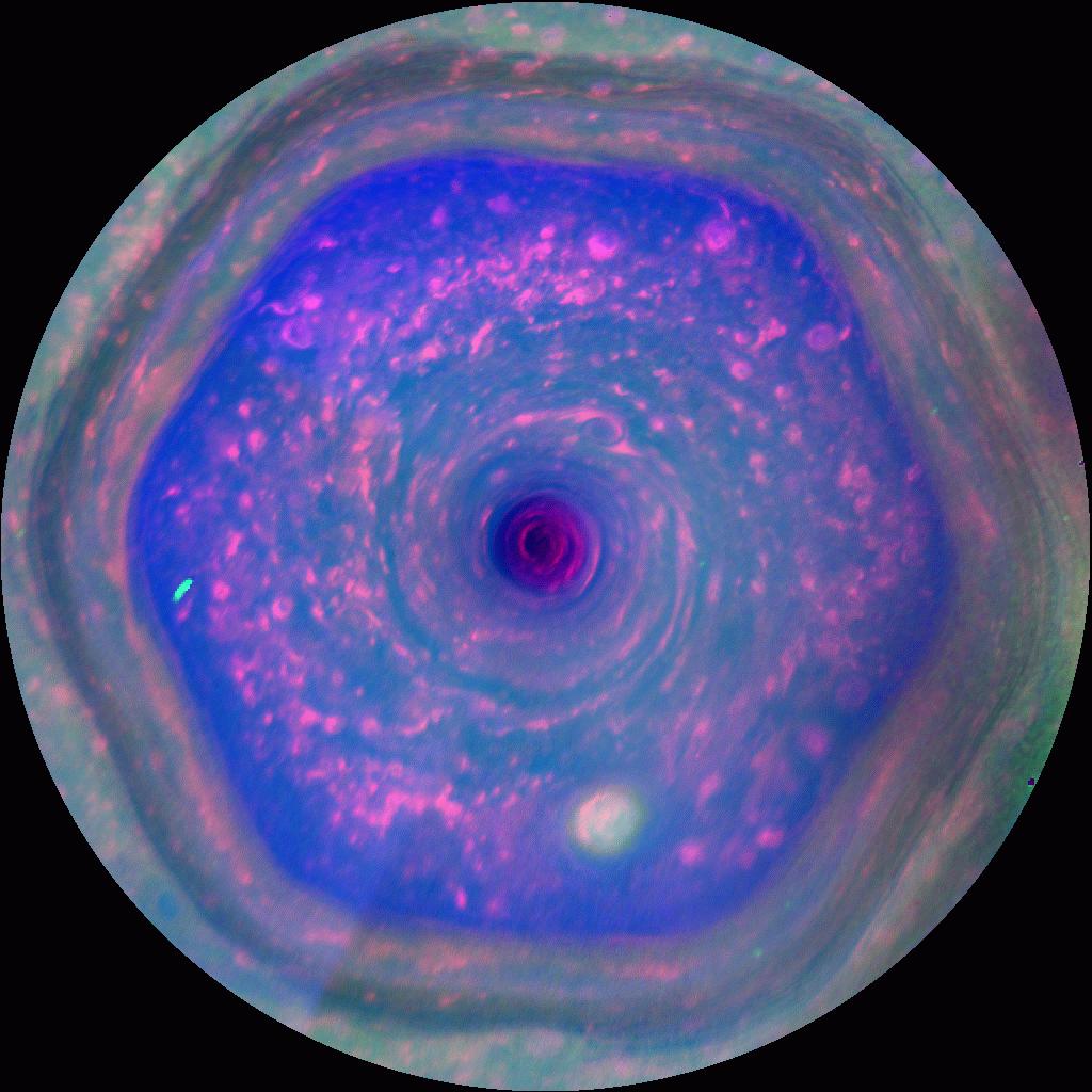 Cassini's full view of Saturn's north-pole hexagonal jet